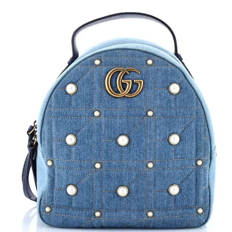 Fashion - forward Christian Dior tote bags for the modern womanPearly GG Marmont Backpack Embellished Matelasse Denim Small