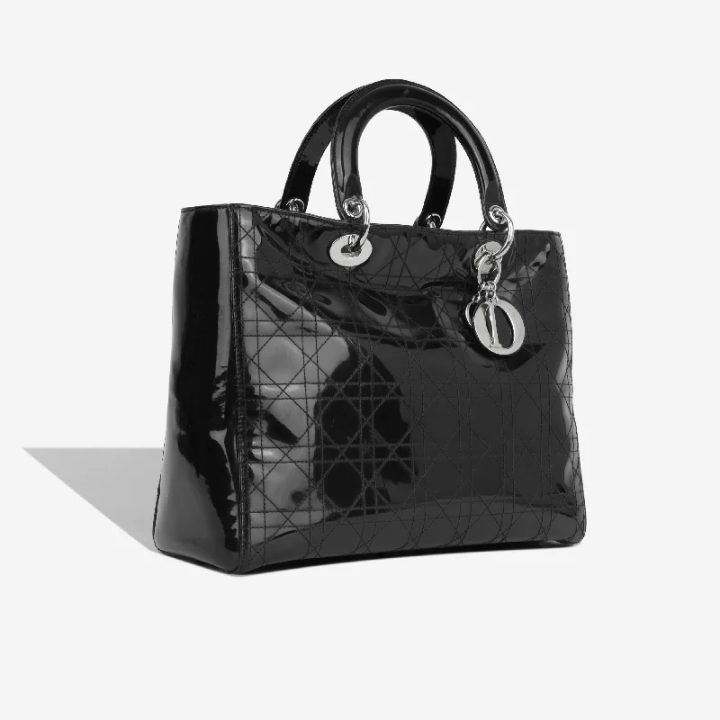 Christian Dior tote bags with a double - handle and shoulder - strap optionPatent Lady Dior - Large