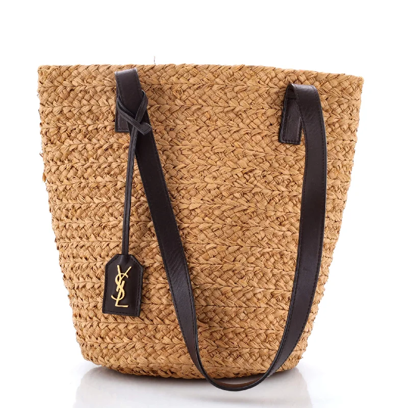 Christian Dior handbags with a snap - button closure and a decorative bucklePanier Basket Shopper Raffia Small