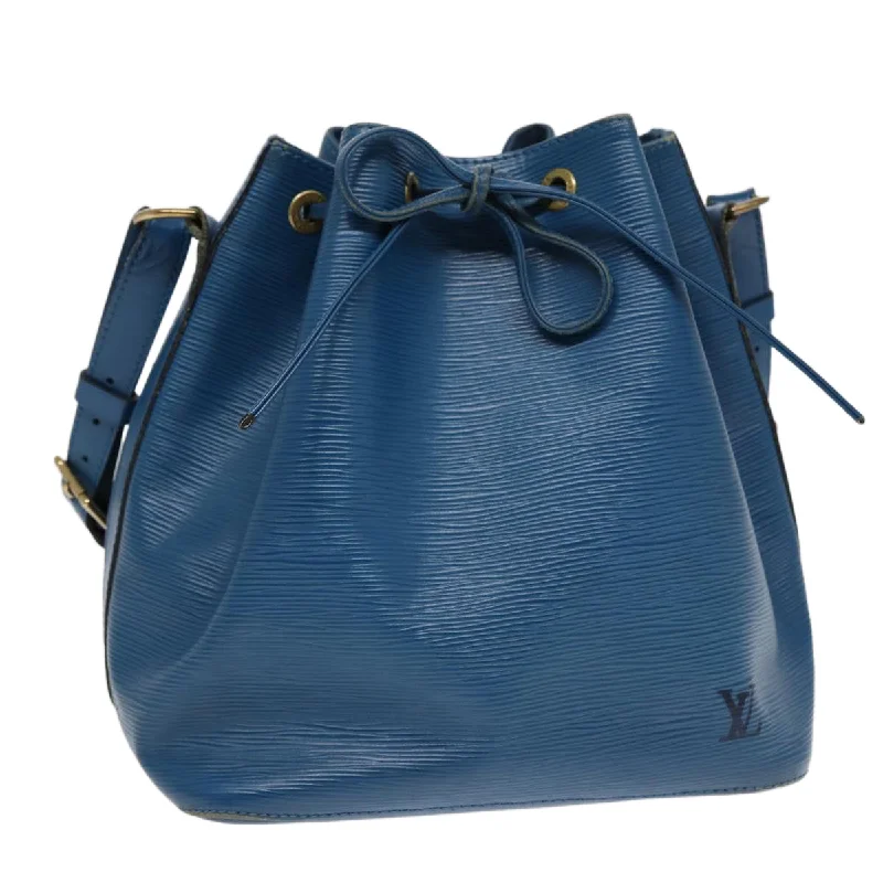 Louis Vuitton bags with a chain - link trim and a leather body for a modern edgeLOUIS VUITTON Epi Petit Noe Shoulder Bag Blue M44105 LV Auth 89334