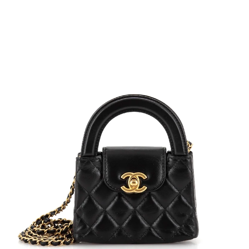 Christian Dior handbags with a back - pocket for quick storageKelly Top Handle Clutch with Chain Quilted Shiny Aged Calfskin