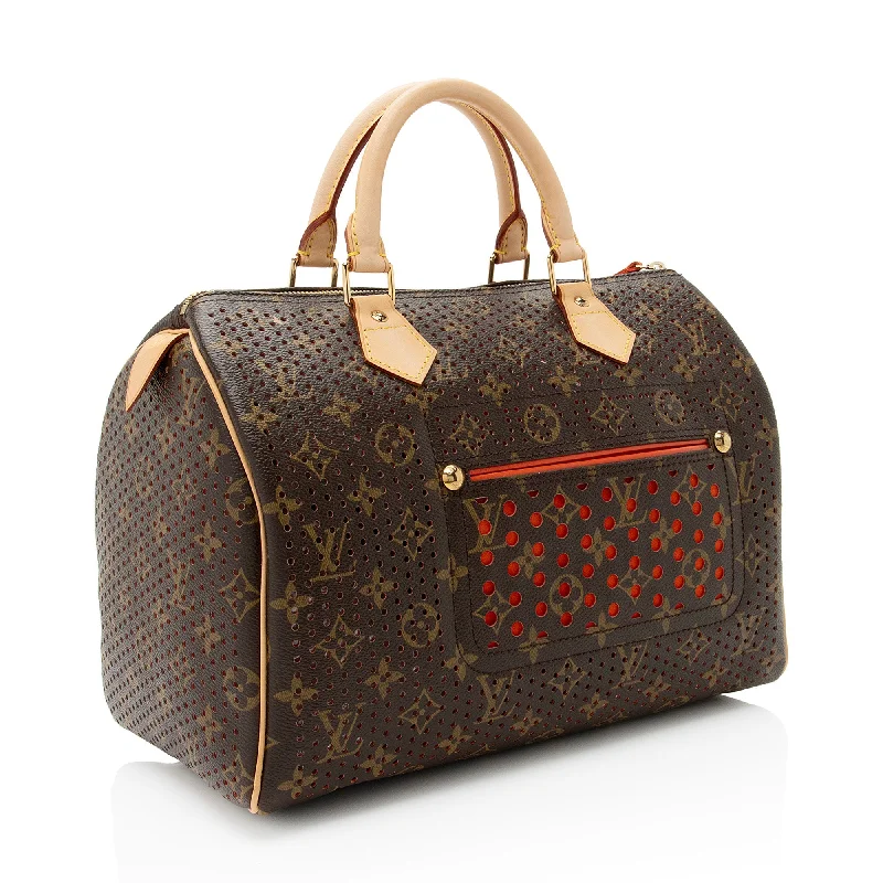 Louis Vuitton bags with a chain - link trim and a leather body for a modern edgeLouis Vuitton Limited Edition Monogram Canvas Perforated Speedy 30 Satchel (zo9Uue)