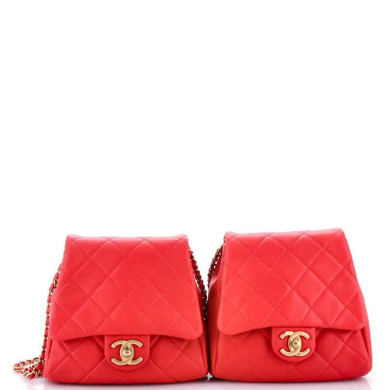 Christian Dior handbags with a detachable mirror for on - the - go touch - upsSide Packs Flap Bag Quilted Lambskin Small