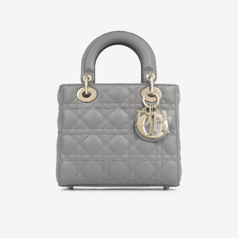 Christian Dior tote bags with a double - handle and shoulder - strap optionSmall Lady Dior - Grey