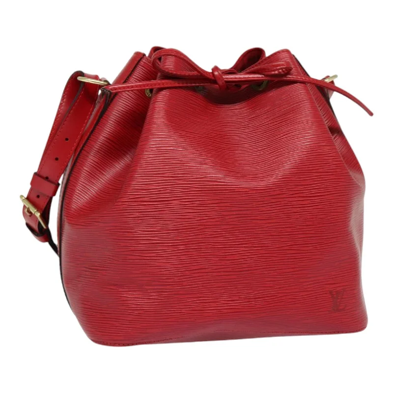 Louis Vuitton bags with a chain - link trim and a leather body for a modern edgeLOUIS VUITTON Epi Petit Noe Shoulder Bag Red M44107 LV Auth ep5550