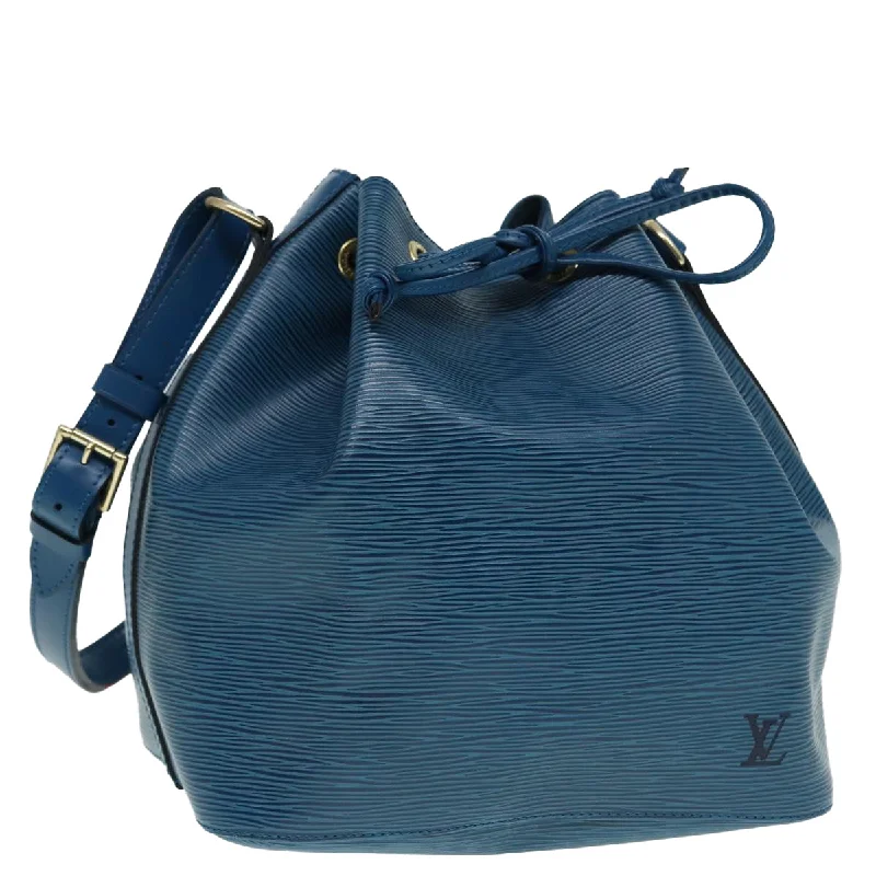 Louis Vuitton bags with a chain - link trim and a leather body for a modern edgeLOUIS VUITTON Epi Petit Noe Shoulder Bag Blue M44105 LV Auth 88889