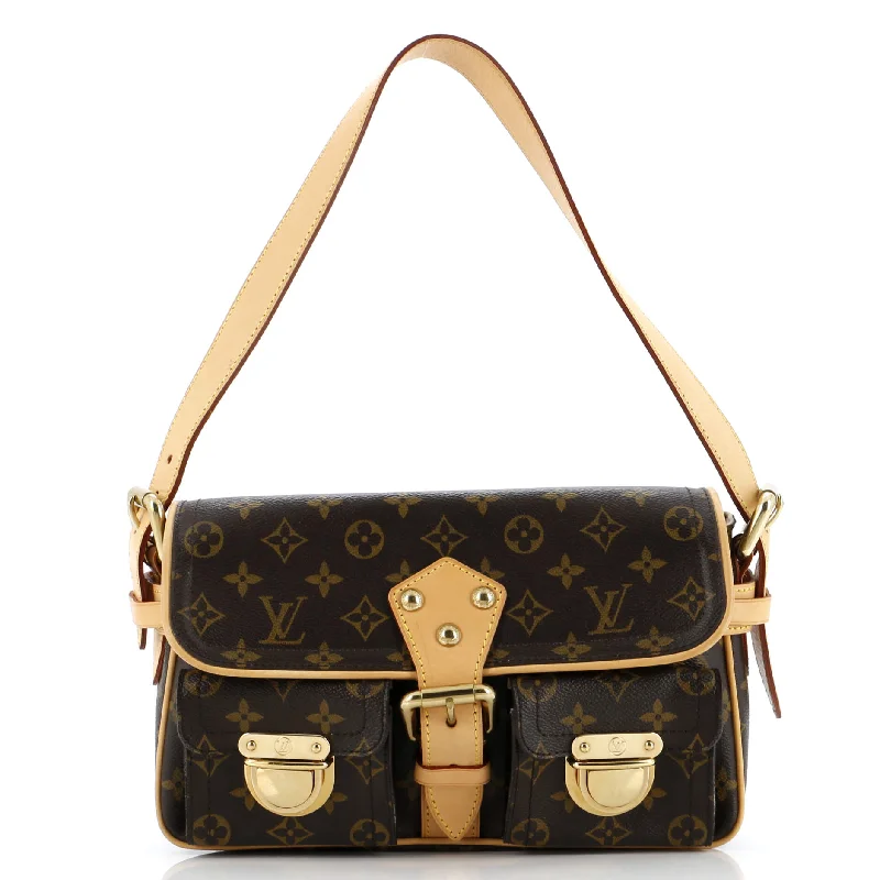 Christian Dior handbags with a snap - button closure and a decorative buckleHudson Handbag Monogram Canvas PM