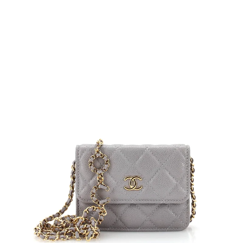 Christian Dior Saddle bags with a studded trim for a bold lookMiss Coco Strap Flap Clutch with Chain Quilted Caviar Mini