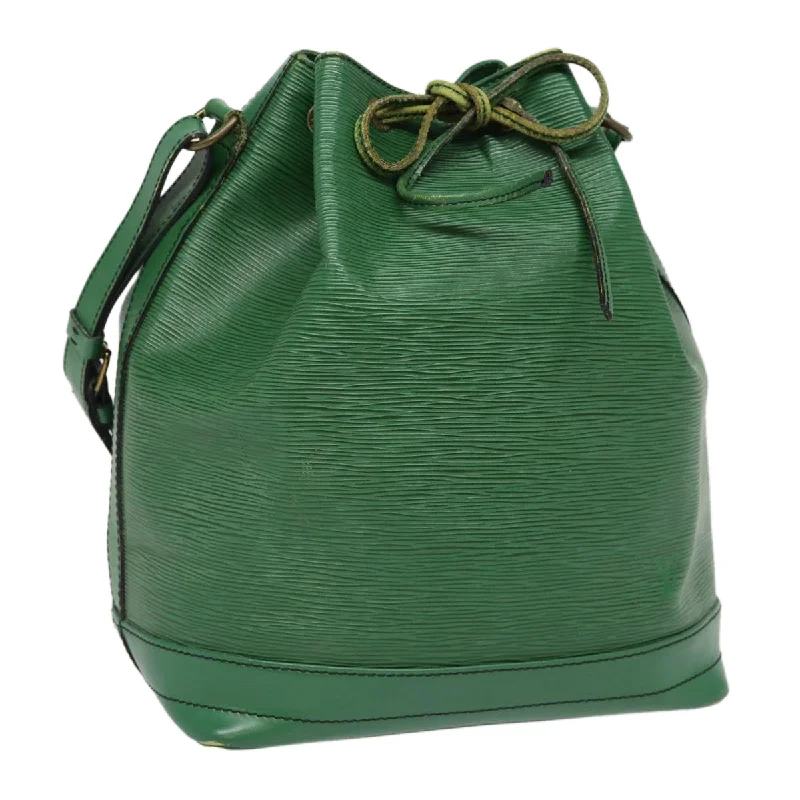 Louis Vuitton bags with a chain - link trim and a leather body for a modern edgeLOUIS VUITTON Epi Noe Shoulder Bag Green M44004 LV Auth 78744