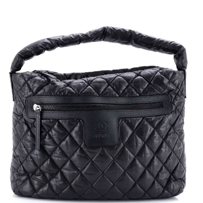 Christian Dior bags with a side - pocket for holding a water bottleCoco Cocoon Hobo Quilted Nylon Medium