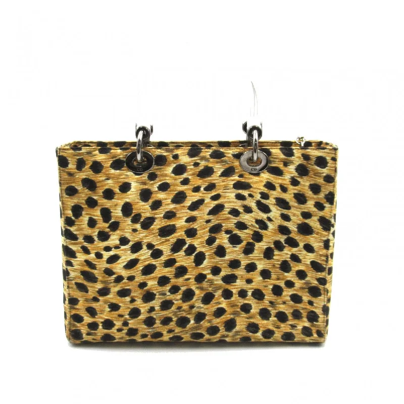 Christian Dior bags with a side - pocket for holding a water bottleLarge Leopard Print Canvas Lady Dior