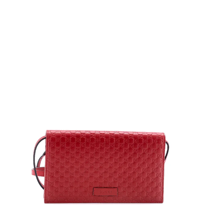 Christian Dior crossbody bags with a front - flap pocket for easy accessWallet on Strap Microguccissima Leather