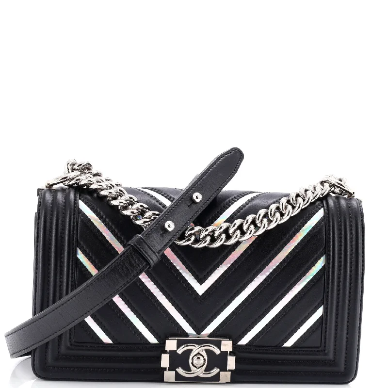 Christian Dior Saddle bags with a distressed leather finishBoy Flap Bag Chevron Lambskin with Holographic PVC Old Medium